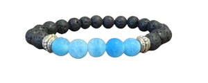 Black Lava Stone Bracelet with 5 Light Blue Stones (5)