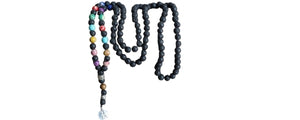 Black Lava Stone Necklace with Chakra Stones (14)