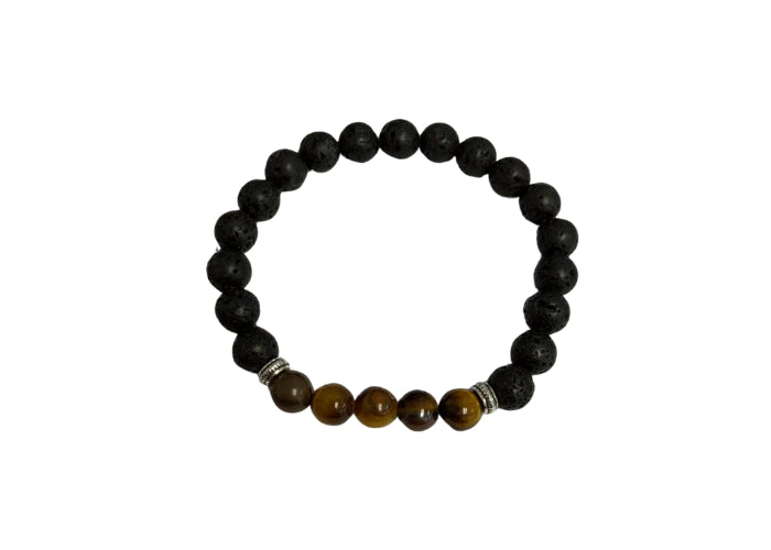 Black Lava Stone Bracelet with 5 Brown Stones (3)