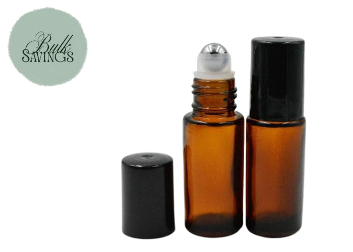 Roll on Bottle 5ml Amber Glass / refillable / Essential Oil Roller Bottle