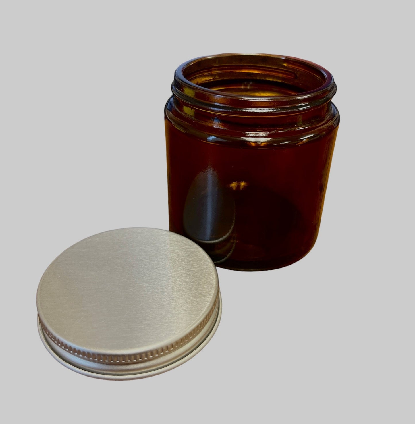 Amber Cosmetic Pot Glass 120ml Aluminium Lid