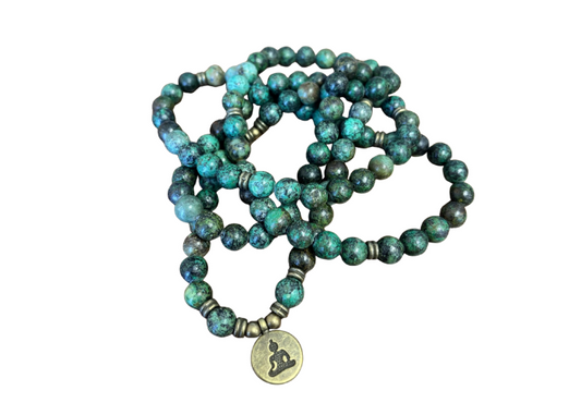 Beaded Wrap Around Bracelet / Necklace - Dark Green Beads