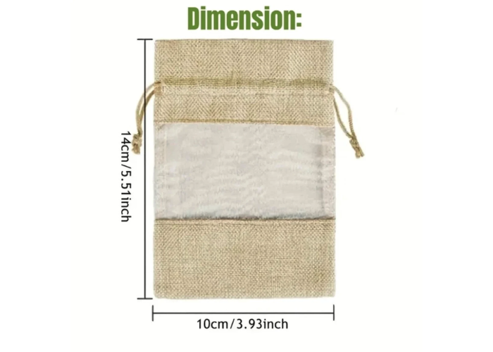 Drawstring Jute Bag - with Window