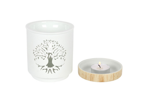 White Tree of Life Cut Out Oil Burner