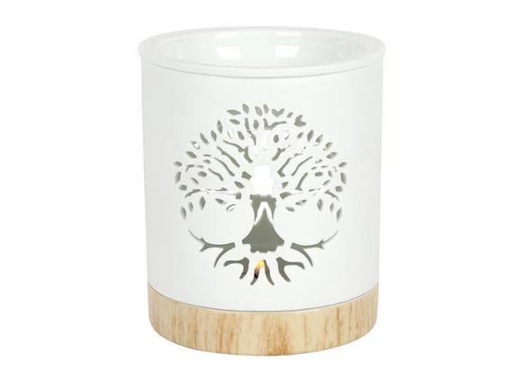 White Tree of Life Cut Out Oil Burner