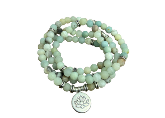 Amazonite Lotus Wrap Bracelet/Necklace