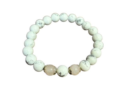 Howlite & Rose Quartz Beaded Bracelet