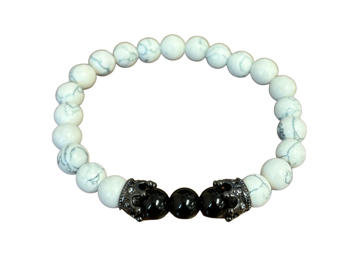 Howlite & Black Beaded Bracelet