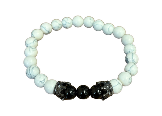Howlite & Black Beaded Bracelet
