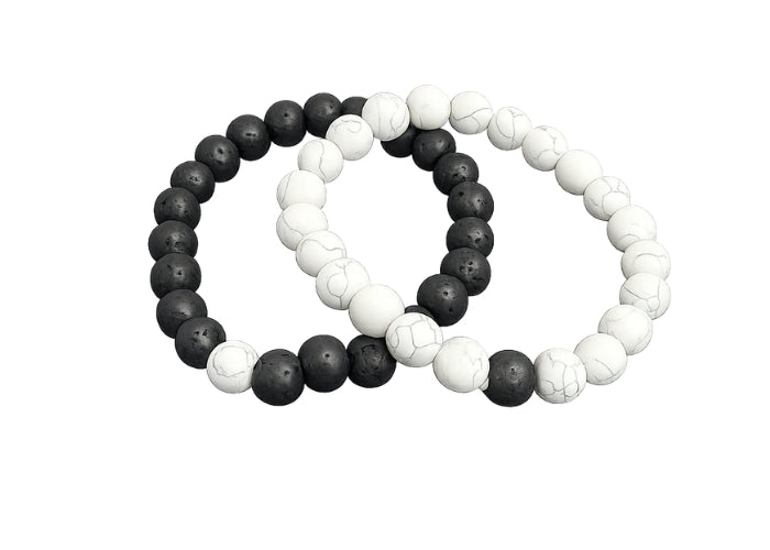 Black Lava Stone Double Bracelet White (16)