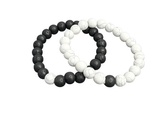 Black Lava Stone Double Bracelet White (16)