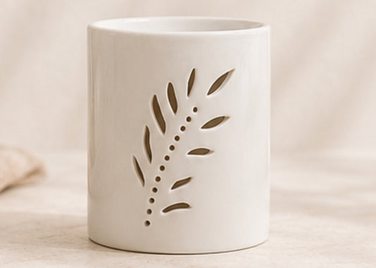 Off White Oil Burner Round - Palm