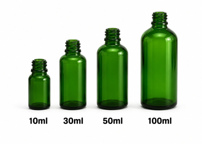 Green Essential Oil Bottles