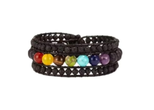 Black Lava Stone Bracelet Rope Chakra (12)