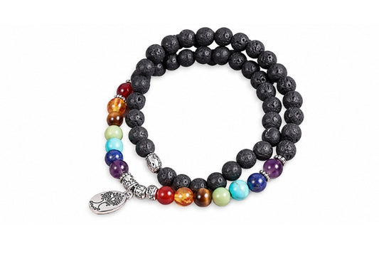 Black Lava Stone Bracelet Chakra Double (13)