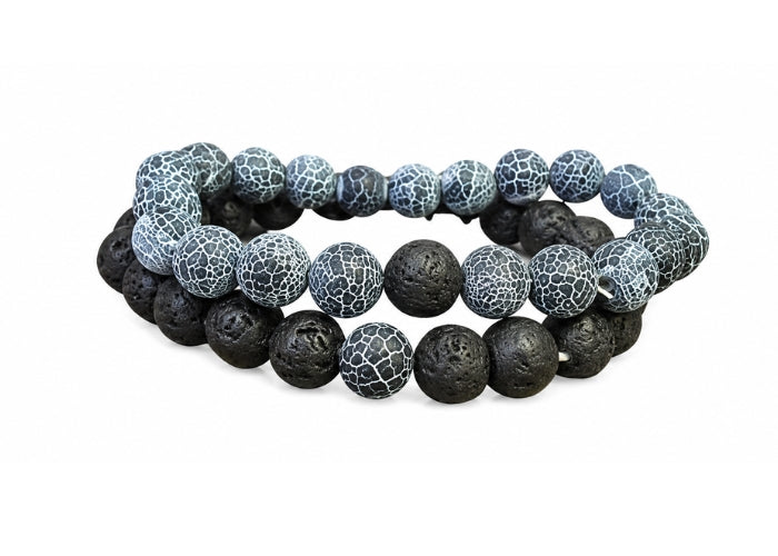 Black Lava Stone Bracelet Navy Set (6)