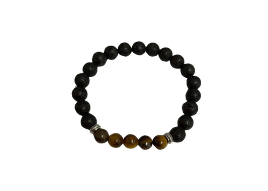 Black Lava Stone Bracelet with 5 Brown Stones (3)