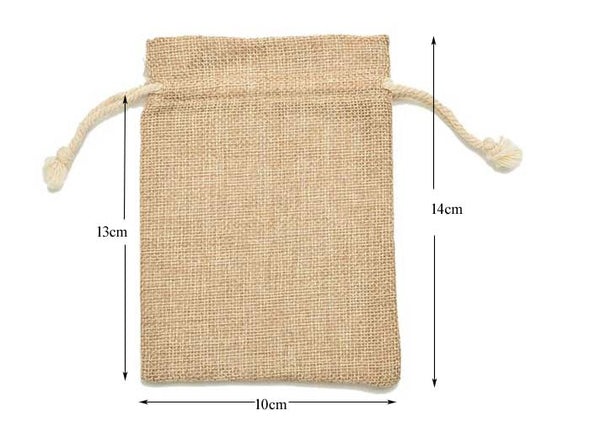 Jute Bags Natural Drawstring Bags x 10 / 14cm x 10cm