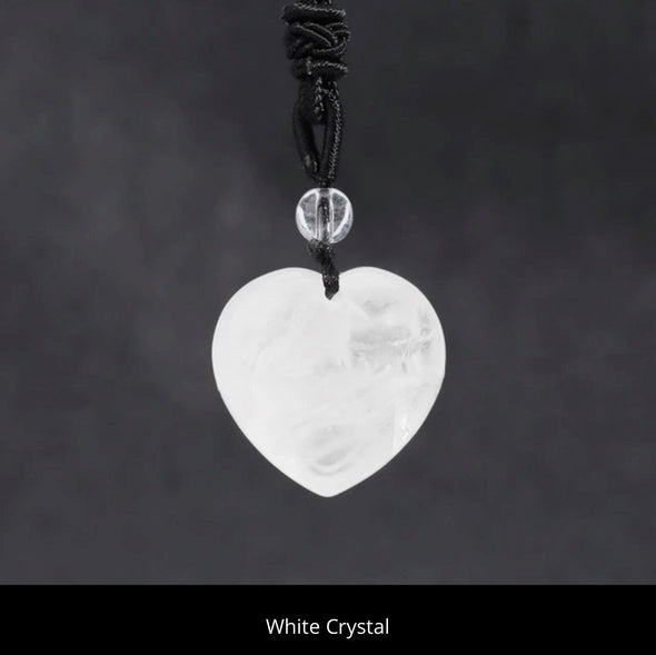 Heart Pendant Necklace- White Crystal